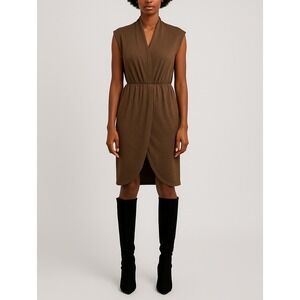 THEME Brown Wrap Tulip Hem Dress Sleeveless Womens Size L‎